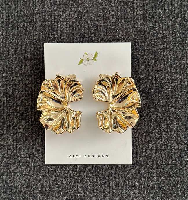 Large Gold Wave Earrings