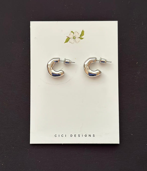 Mini Chunky Silver Earrings