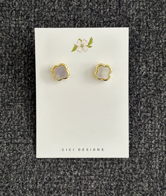 White Stud Earrings