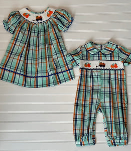 Plaid Pumpkin Bishop Dress