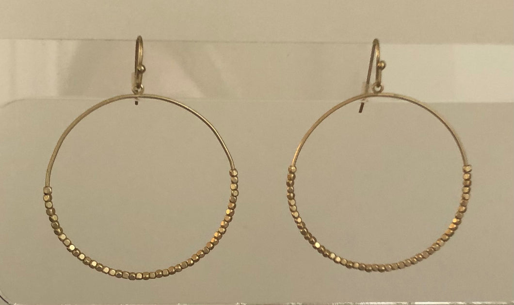 Gold 1.5” Beaded Hoops Earrings