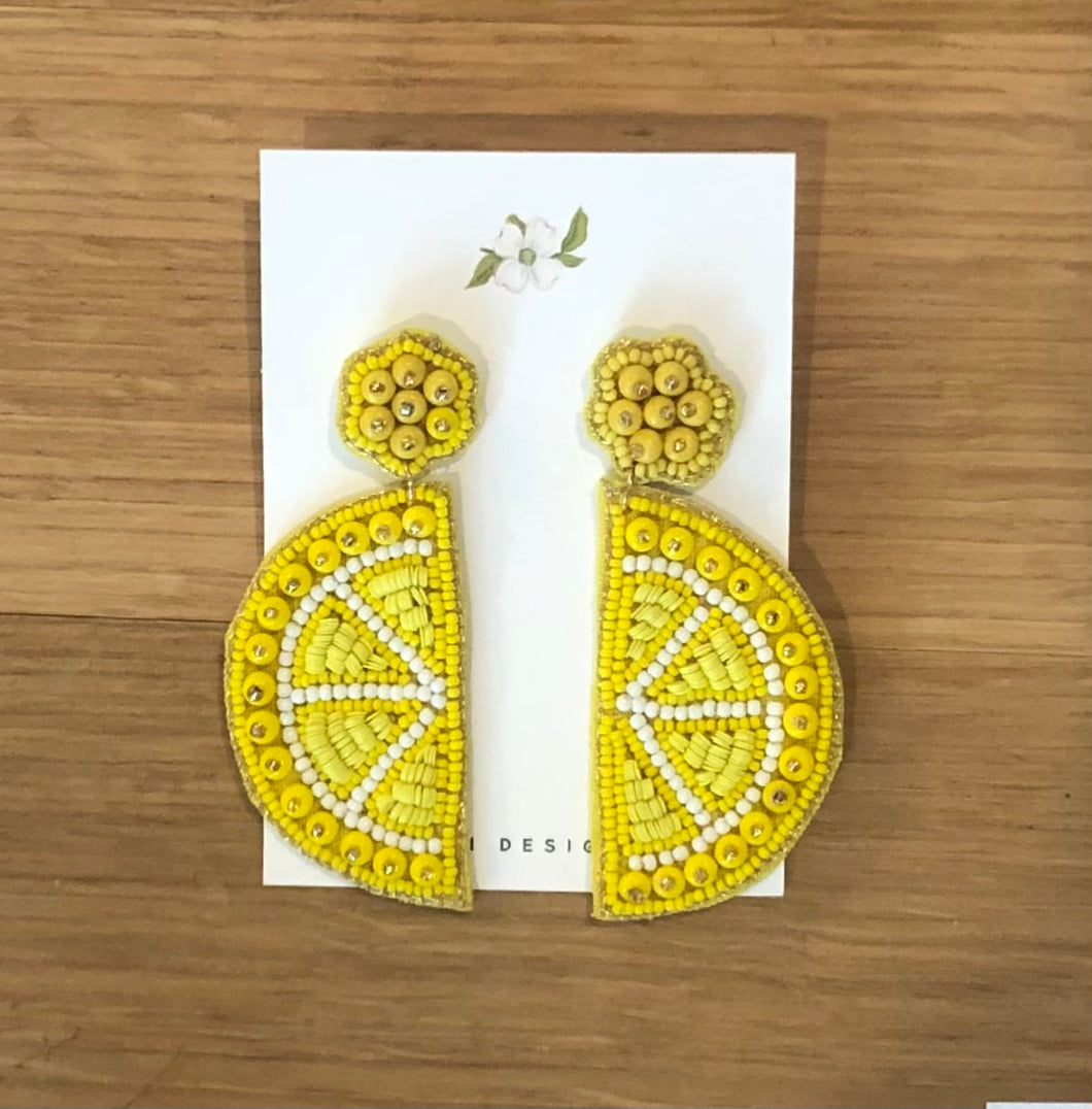 Beaded Lemons Earrings
