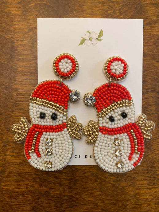 Beaded Snowmen Earrings
