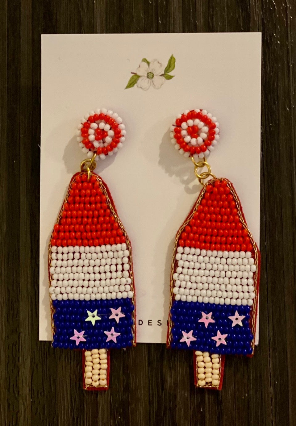 Beaded Patriotic Popsicle Earrings